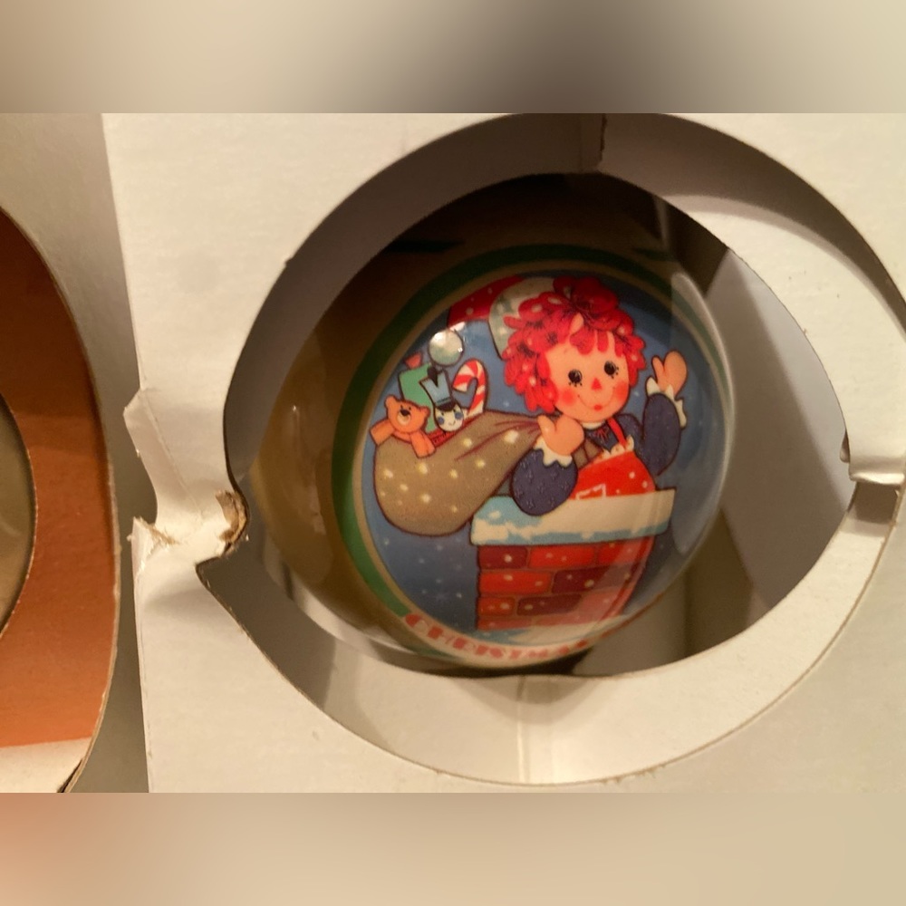 Schmid Raggedy Ann and Andy Ornament Ball Lot 5 Vintage - Picture 9 of 15